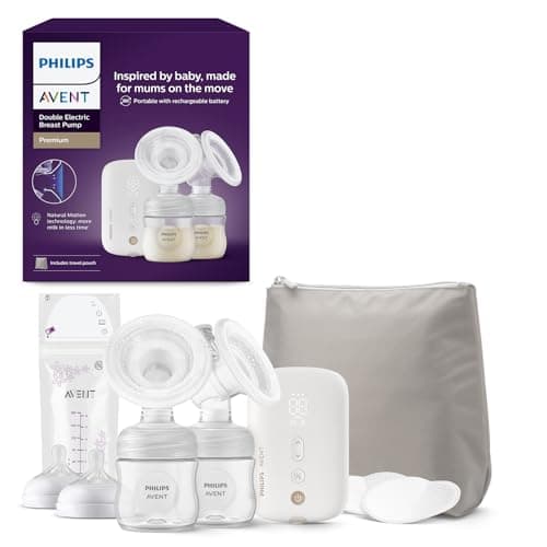 Image of Philips Avent Double Electric Breast Pump, Hospital Strength and Rechargeable Motor, Inspired by Baby's Natural Suckling, Travel Bag, Model SCF398/31