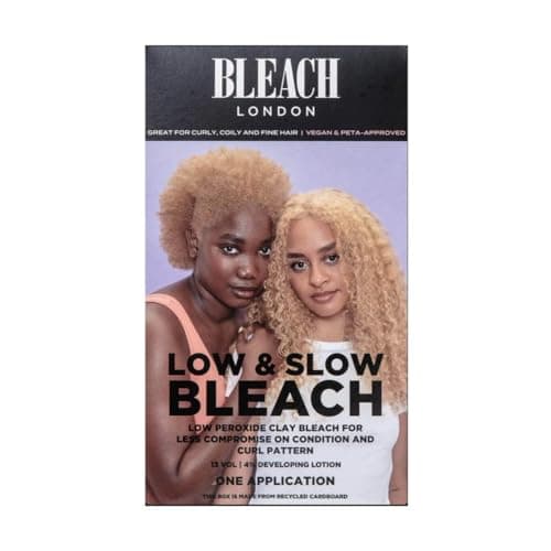 Image of Bleach London Low and Slow Bleach Kit - Gentle Lightening for Curly, Coily and Fine Hair - Lifts Up to 6 Levels - Includes Bond Restoring Mask - Suitable for All Hair Types - (Complete Kit)