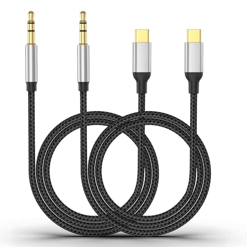 Image of USB C to AUX Cable, 2 Pack USB C to 3.5mm Jack Audio Adapter Cord for Car Stereo/Headphone/Speakers, Type C to Aux Lead Compatible with iPhone 16 15 Pro Max, Samsung Galaxy, Huawei, iPad (1m/3.3ft)