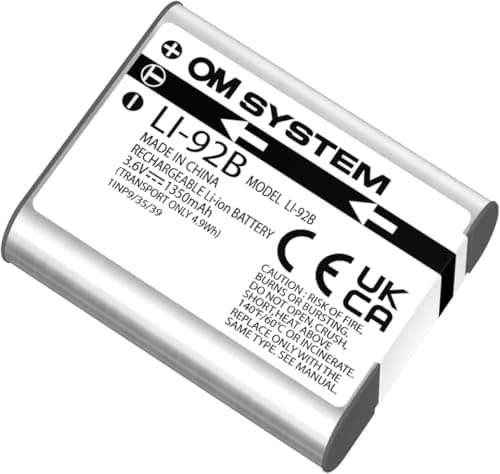Image of OM SYSTEM Li-92B Rechargeable Lithium-Ion Battery, 1350mAh Capacity, Reliable Power for Tough TG-7, Olympus TG-6, TG-5, Extended Camera Performance