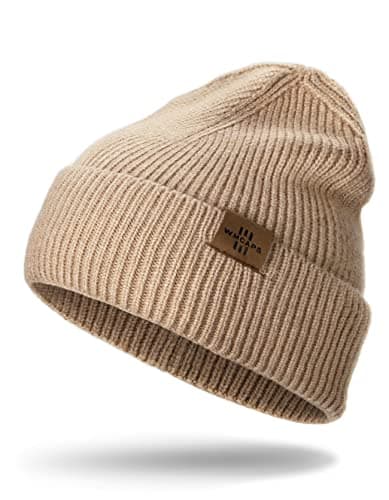 Image of Knit Beanie for Men, Stretchy Soft Warm Daily Cuffed Winter Hats, Unisex Comfortable Wooly beanie Gifts for Men/Him/Dad (Khaki)
