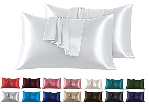 Image of Satin Cushion Cover, 50 x 90 cm, Pack of 2, 100% Satin, Super Soft Pillowcase, Cushion Cover, Grey