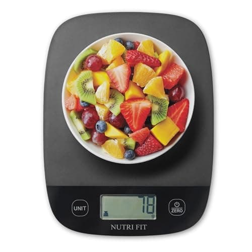 Image of NUTRI FIT Digital Kitchen Scale Ultra Thin Electronic Scale Multifunction Kitchen Scale Large Display Plastic Platform 5kg/11lb-1g lb.oz fl.oz g ml(Black)
