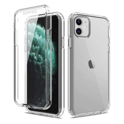 Image of Apple iPhone 11 6.1" Case, iPhone 11 Front and Back Case, Transparent Clear Fully Protection PC Hard Soft Cover Bumper Shockproof For iPhone 11