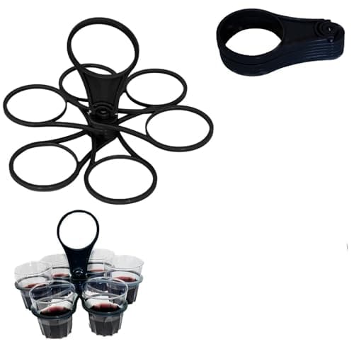 Image of Foldable 6-Cup Coffee Carriers - Portable Drink Holder Tray with Handle, Holiday Plastic Drink Carriers for Coffee, Cups & Beverages (Black-1pc)