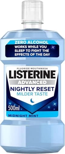 Image of Listerine Advanced Nightly Reset Midnight Mint (Zero Alcohol) Mouthwash (500ml), with Unique Deep-Cleaning Formula to Remineralise Tooth Enamel and Help Prevent Cavities