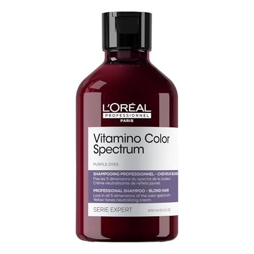 Image of L'Oréal Professionnel Vitamino Color Spectrum Purple Tinted Shampoo 300ml, For Blonde Coloured Hair, With Ferulic Acid + Citric Acid, Neutralise Undesired Yellow Undertones