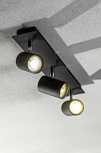 Image of CGC Lighting Indoor Ceiling Wall Spots LED GU10 Spotlight Three Heads Light Adjustable (Black, Triple)