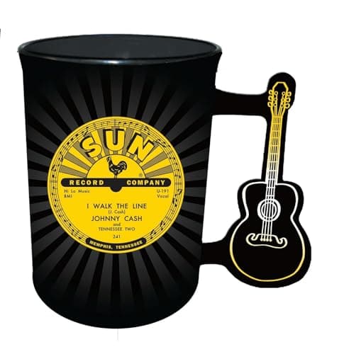 Image of Midsouth Products Sun Record Label I Walk The Line Johnny Cash 16oz Mug with Guitar Handle