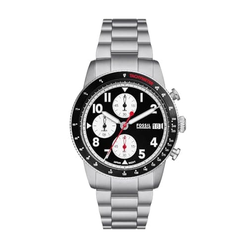 Image of FOSSIL Sport Tourer Watch for Men, Chronograph Movement with Stainless Steel or Leather Strap,Black,42 mm