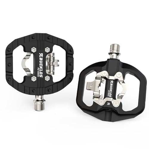 Image of AEYINO Mountain Bike SPD Pedals Clip in SPD Flat Combo Dual Sided Pedals, Compatible with Shimano SPD MTB/Road Bike Clipless for Indoor Cycling and Urban Riding（Black）
