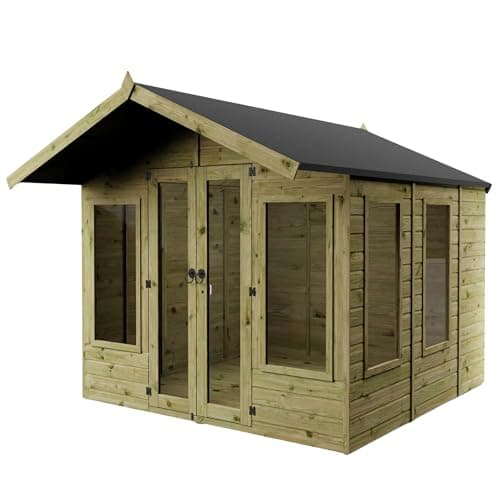Image of WALTONS 8 x 8 Sussex Summerhouse | Apex Roof | Shiplap Tongue and Groove | Wooden Garden Room Summerhouse | 10 Year Anti Rot Guarantee | 8 x 8 8ft 8ft