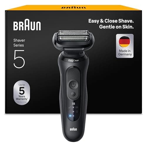 Image of Braun Series 5 Electric Shaver, Made in Germany, Up to 50 min Shave, Cordless, Wet & Dry Razor for Men, 100 Percent Waterproof, 52-N1000SI, Black