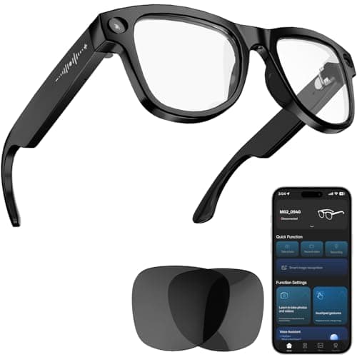 Image of ELECGO AI Smart Glasses with 8MP HD 1080P Video Camera, Bluetooth Audio Sunglasses, Real-Time Translation, Voice Control, 15° Adjustable Temple, for Vlogging, Travel & Meetings