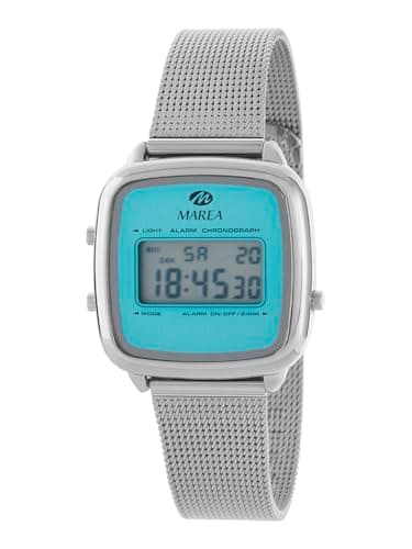 Image of Marea B35363/3 Women's Watch - Digital LCD, Blue, Silver Metal Case, Steel Bracelet, 3 ATM, blue, Modern