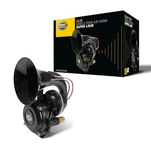Image of HELLA 3PA 013 410-041 Trumpet Horn CA20 - 115dB(A) - Frequency Range: 400Hz - High Tone - Electric-pneumatic - Housing Colour: Black - Quantity: 1