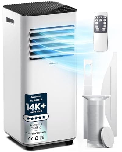 Image of Pro Breeze 4-in-1 Portable Air Conditioner 7000 BTU with Remote Control, 24 Hour Timer & Dual Window Venting Kit Included. Powerful Air Conditioning Unit with Class A Energy Efficiency Rating