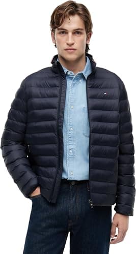 Image of Tommy Hilfiger Men's CORE PACKABLE RECYCLED JACKET MW0MW39990 Other Jackets, Blue, M