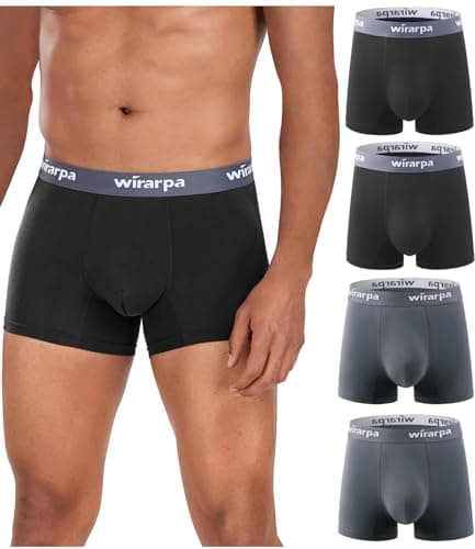 Image of wirarpa Men's Underwear Trunks Micro Modal Boxer Shorts Soft Comfortable Underpants for Men 4 Pack Black Grey Size 2XL