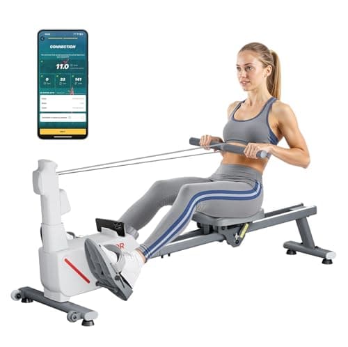 Image of VEVOR Magnetic Rowing Machine,16-Level Quiet Resistance Adjustable, Foldable Rower Machine for Home, 158kg Weight Capacity, Row Machines with Dual-Slide Rail, Bluetooth APP Compatible & LCD Monitor