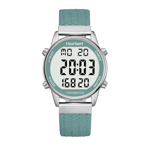 Image of Hearkent Pedometer Watch for Women, Step Tracker with Calories Counter, Non Bluetooth, 30M Waterproof, LCD Large Number Display Wrist Watch for Walking and Daily Activity(Green)