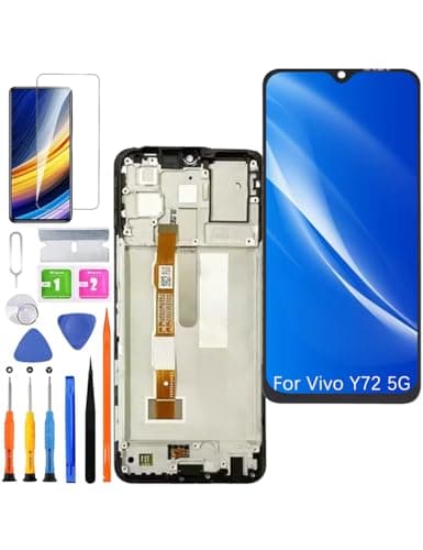 Image of HLYGZX Replacement Original Display for Vivo Y72 5G LCD Screen, V2041 Display Screen Touch Digitizer Assembly Repair Parts Kit (Black with Frame)
