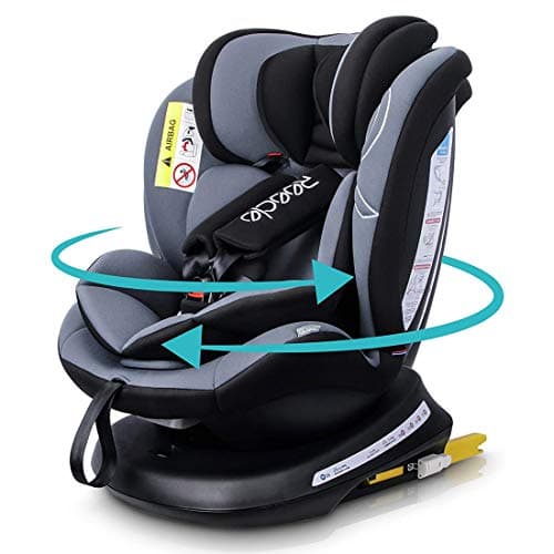 Image of Reecle 360 Swivel Baby Car Seat with ISOFIX, Group 0+1/2/3 (0-36 kg), Approx. 0-12 Years (Black)