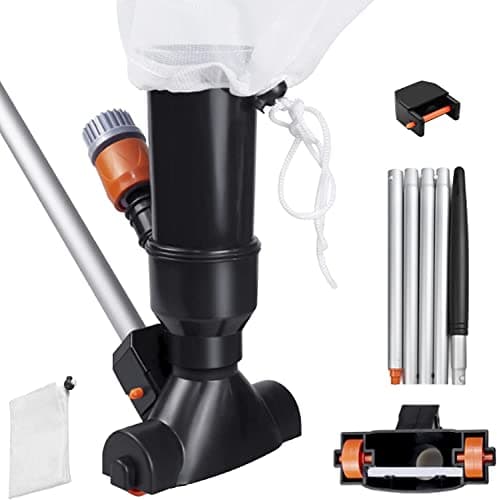 Image of LATERN Pool Vacuum Cleaner, Portable Pool Maintenance Kit with Aluminum Pole, Vacuum Jet Underwater Cleaner, Mesh Bag - for Pool Pond Fountain to Clean Leaves Dirt Sand Silt