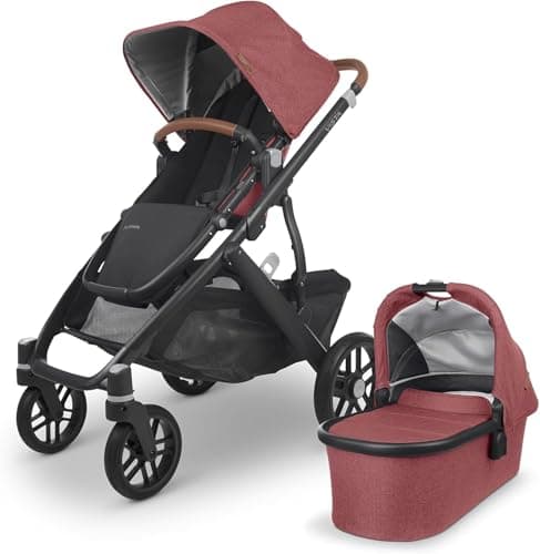 Image of UPPAbaby Vista V2 Pushchair – Lucy – All in One, Convertible Baby Stroller, Includes Carry Cot & Toddler Seat, Pushchair Accessories, One Step Fold, Suitable from Baby to Toddler