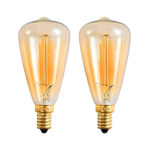 Image of Toyhood 2 Pack Vintage Edison Light Bulb E14 Dimmable, ST48 Decorative Light Bulb, E14 Retro Filament Edison Bulb, Amber Warm White 2700K, 40W, Squirrel Cage Bulb