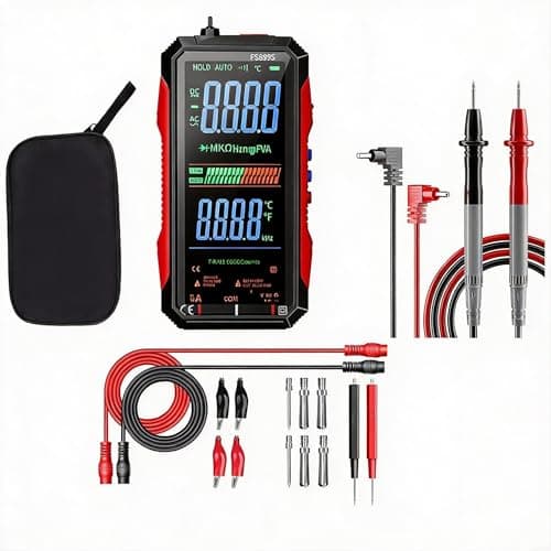 Image of FS899S Digital Multimeter, Desktop Digital Multimeter, True RMS 6000 Count, Large Backlit Display, For Voltage Current Capacitance Resistance Frequency Ambient Temperature(FS899S-BAG-16-in-1)