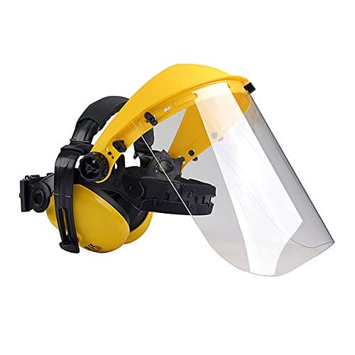 Image of Oregon Browguard, Ear Protection & Clear Visor Combination PPE, Adjustable Safety Face Shield with Noise Cancelling Ear Muffs Attached to a Head Guard, For Forestry, Gardening, Loggers, DIY, One Size
