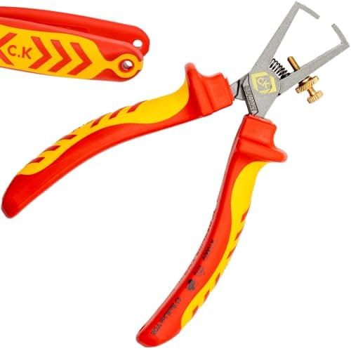 Image of C.K Redline 2025 Edition VDE Wire Stripping Pliers 160mm, 1000v Insulated Electrical Cable Stripper, Lanyard Ready Electricians Plier, Insulated Cables Strip Knife for Electrician, CK Tools T39074A