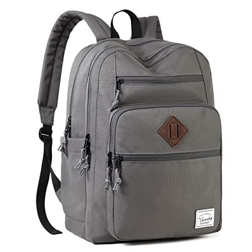 Image of VASCHY Men's Backpack, Large Capacity Lightweight Backpack for Women, 15.6 Inches, School Bag, Boys, Girls, Teenagers for School, High School, College, Travel, Work, grey, Daypack Backpacks