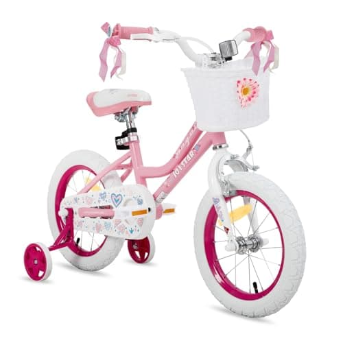 Image of JOYSTAR Angel 14 Inch Kids Bike for 3-5 Years Old Girls,14 inch Girls Bikes with Stabilisers and Basket,light pink