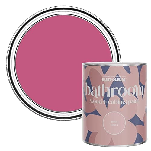Image of Rust-Oleum Pink Moisture Resistant Bathroom Wood and Cabinet Paint in Matt Finish - RASPBERRY RIPPLE 750ML