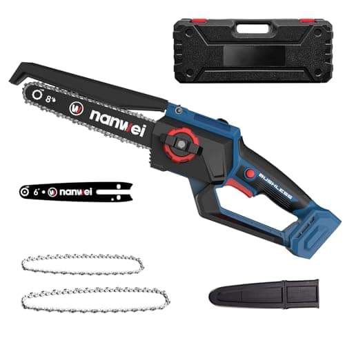 Image of NANWEI Mini Chainsaw 8 Inch Compatible with Makita 18V Battery, Cordless Electric Saw with 6 Inch Guide Bar & 2 Chain, Handheld Chainsaw for Wood Cutting Tree Trimming (Without Battery)