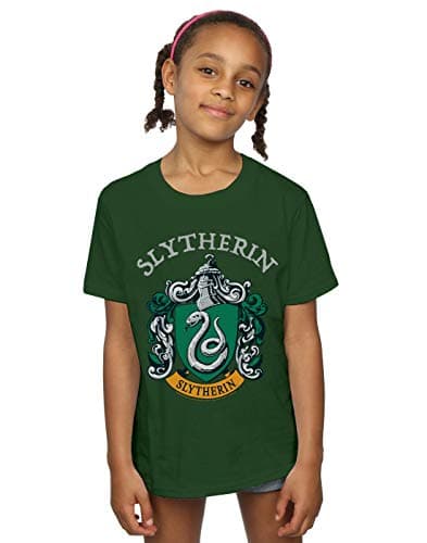 Image of Harry Potter Girls Slytherin Crest T-Shirt Forest Green 7-8 Years
