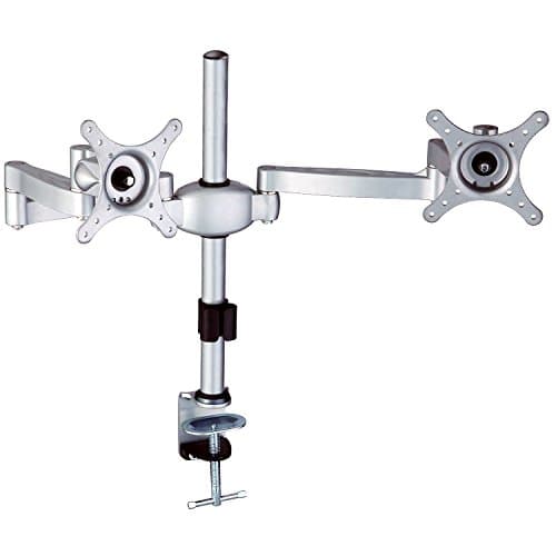Image of Allcam MDM05 Dual Monitor Arm Stand w/Desk Mount Clamp & Grommet for two 17"-27" Screens in Silver