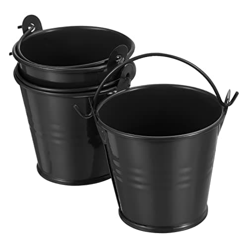 Image of PATIKIL 2"x2" Small Metal Bucket, 3 Pack Mini Colorful Buckets Cute Candy Tiny Decorative Pails with Handles for Crafts Party Favors, Black