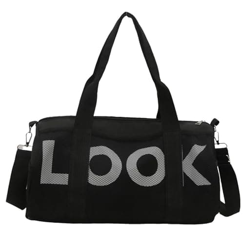 Image of Small Gym Bag, Gym Bag, Small Holdall, Overnight Travel Weekend Holdall Bags Fitness Handbag for Swim Yoga Workout, Water Resistant Carry On Bag Sport Travel Training Journey (Black)