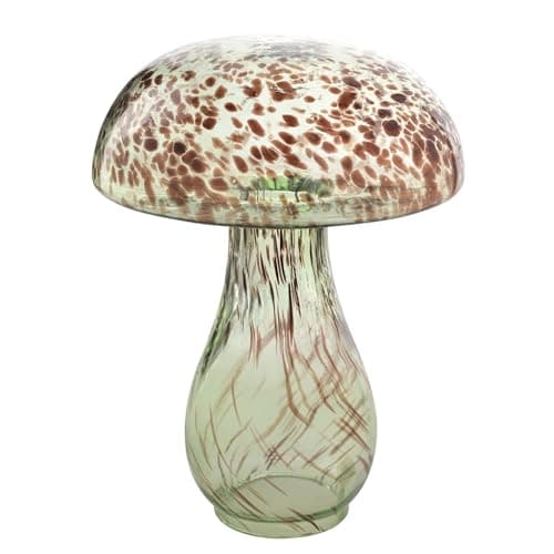 Image of Widdop and Co Hestia Glass Mushroom Vase Ornament - Large 21cm x 16cm x 16cm - Charming Design - Earthy Colours - Decorative Vase for Home, Living Room, Autumn Décor