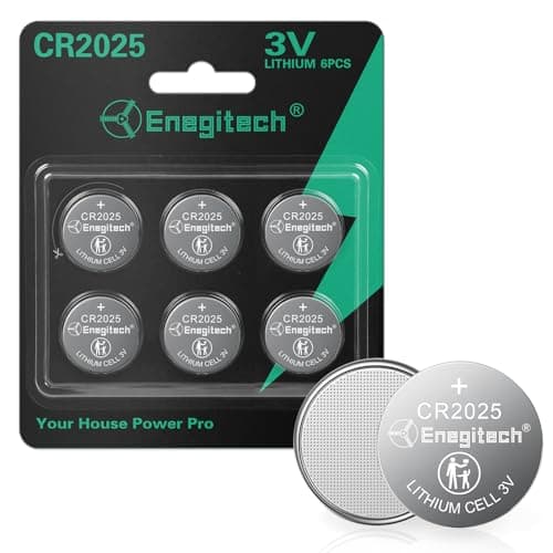 Image of Enegitech CR2025 Lithium Coin Batteries Button 2025 3V Lithium Battery Use in Key Fobs, Fitness Watches, 3D Glasses, Calculators, Remote Controls, Thermometers (6 Pack)