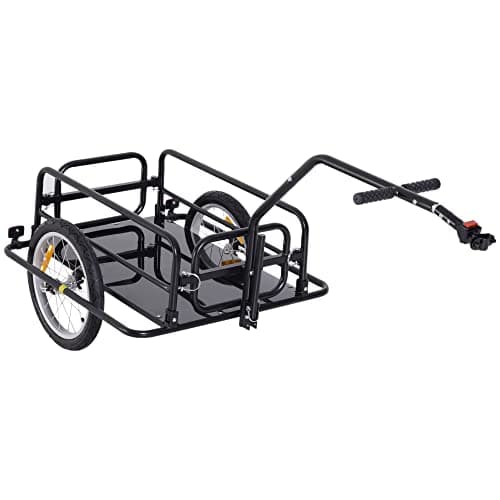 Image of HOMCOM Bike Cargo Trailer Bicycle Trailer Cargo Storage Cart w/Hitch Cycling Camping Luggage Storage Carrier Transport Steel Black