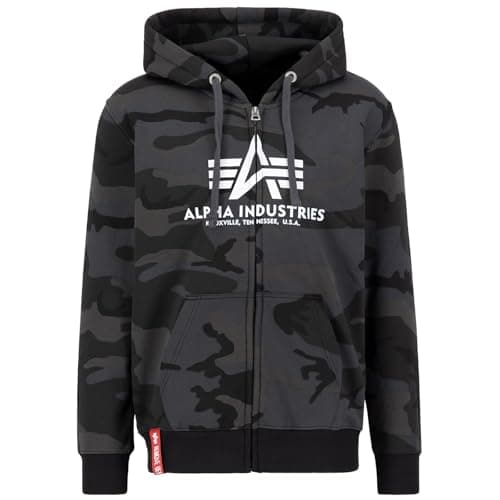 Image of Alpha Industries Basic Zip Hoody Camo Sweat for Men Black