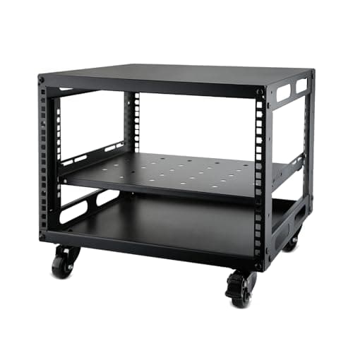 Image of 6U Open Frame Server Rack with Wheels Free Standing Network Server Rack for Servers & AV Gear Black