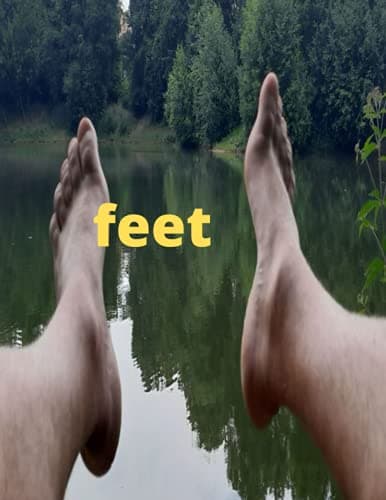 Image of a plain simple notebook with a feet in the background by the lake during rest: nature, forest, free time, On the water