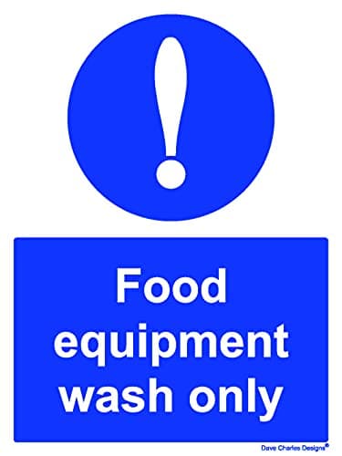 Image of Hygiene Catering - Food Equipment Wash only kitchen sign - Self Adhesive Vinyl Sticker A5 150mm x 200mm The clearest Health and safety signs