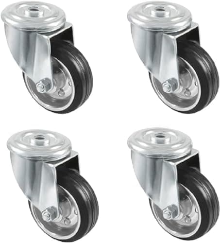 Image of Amig - Pack of 4 Furniture Casters - Ø 80 mm - Swivel Wheels Without Plate - Maximum Weight 70 kg - For Moving Heavy Furniture - Roller Bearings - Metal Core - Black Rubber