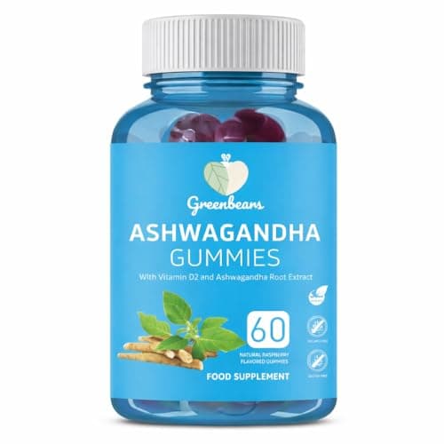 Image of Green Bears Ashwagandha Gummies – High Strength 600mg Ashwagandha Root Extract + Vitamin D – Stress Relief, Relaxation & Mood Support – Vegan Mixed Berry – 60 Gummies